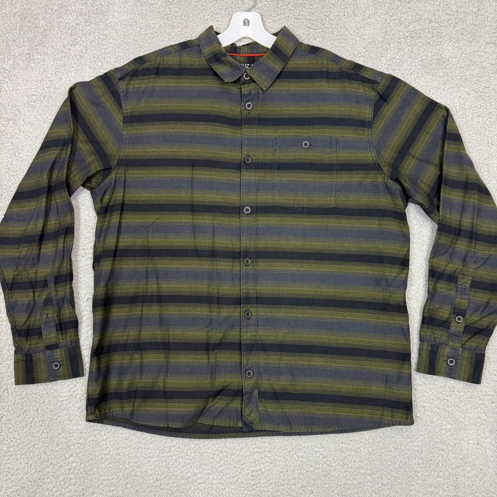 Mountain‎ Hardwear Mens XL Striped Long Sleeve Button Down Shirt Olive Grey